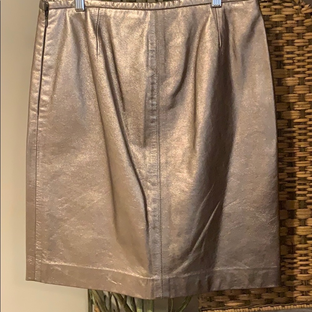 Club Monaco gold leather skirt